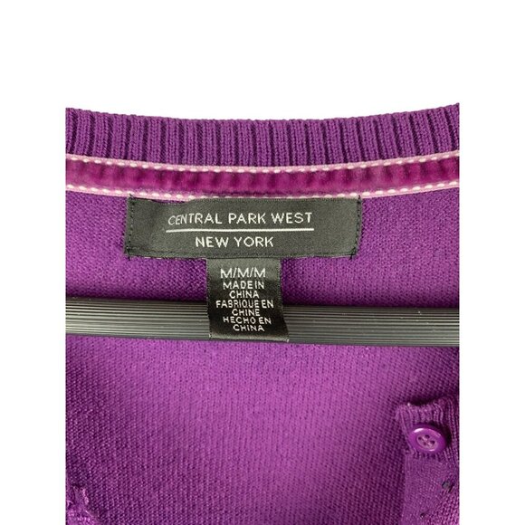 Central Park West Womens Purple Cardigan Sweater M With Sequin Detail - Picture 5 of 5